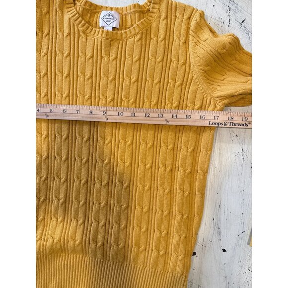 St. Johns Bay Yellow Women's Cable Knit Sweater Size Large Preppy - Picture 3 of 6